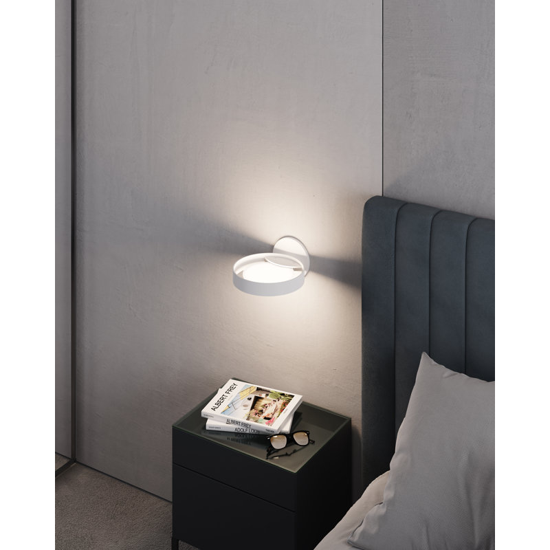 Guide Ring 1 - Light LED Armed Sconce, Satin Black/White