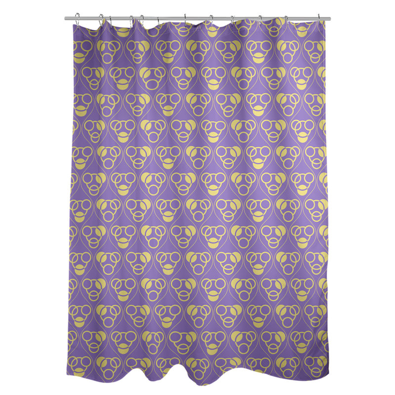 Rideau de douche simple cercles et vagues classic, Mauve / Jaune