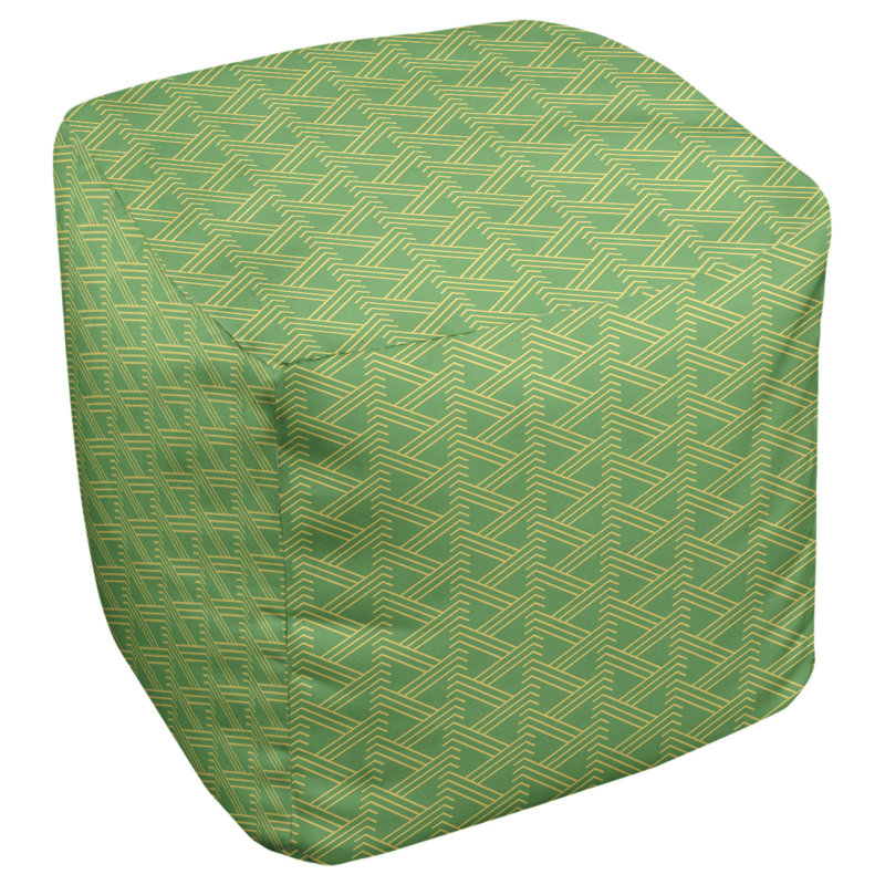 Repose-pieds cube à motif zag full color zig, Vert / Jaune