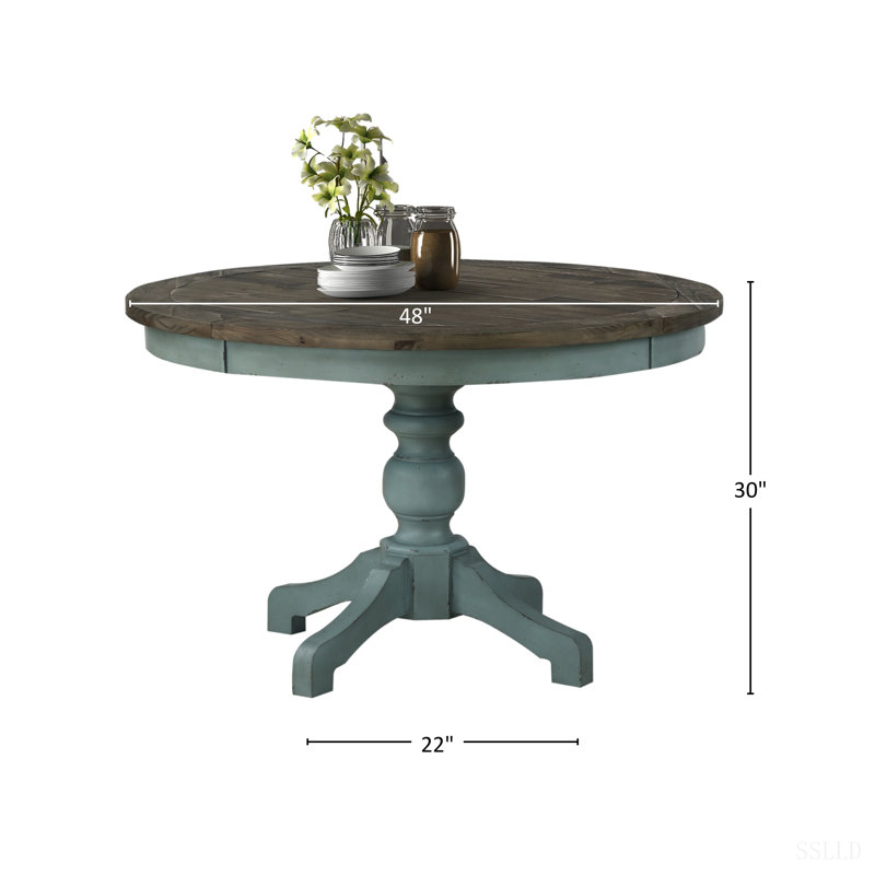 Table de salle à manger Prato, Brun / Bleu sarcelle