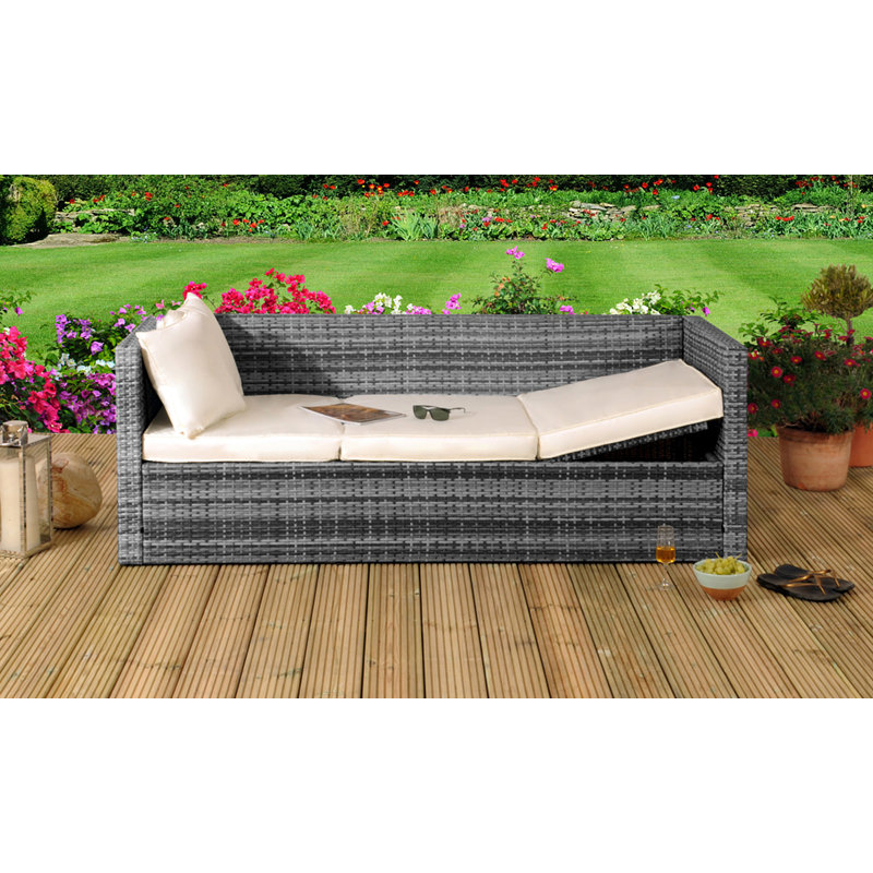 Katelin 187cm Wide Patio Sofa with Cushions, Grey