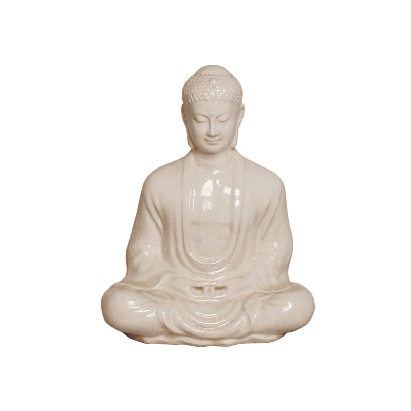 MEDITATING BUDDHA,WT.CRACKLE 16X11X23"H