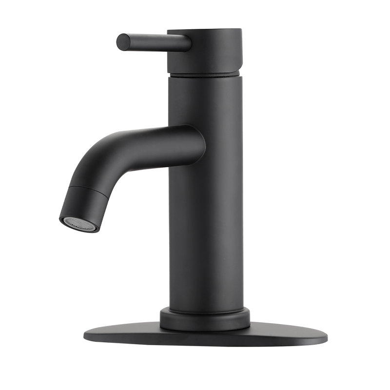 Robinet de salle de bain à un trou, Noir mat, Sans le kit pour assembler le drain