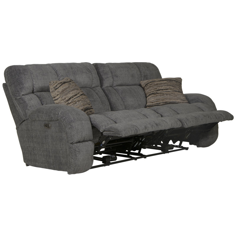 Annaliisa Upholstered 93'' Reclining Sofa, Gray Polyester, Power