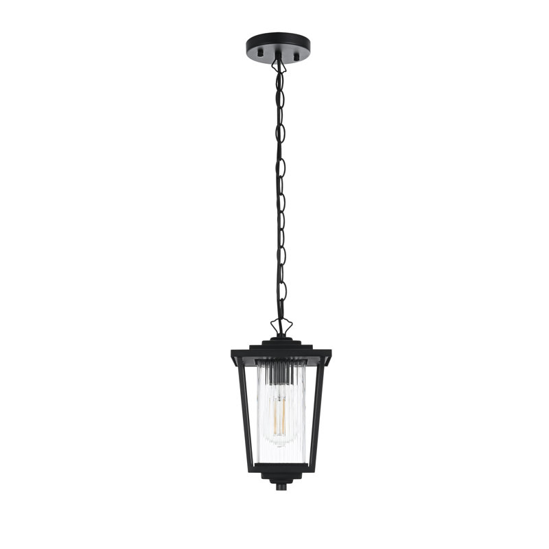 Luminaire suspendu d'extérieur noir Musson, H 12,5 po x l 6,5 po x P 6,5 po