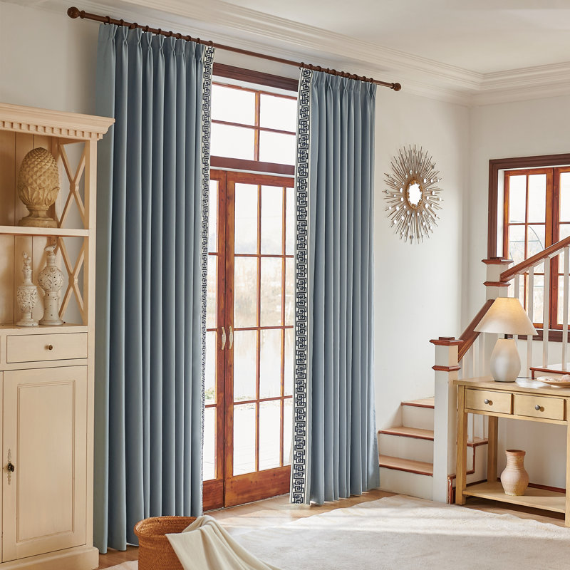 Paire de rideaux obscurcissant en velours Allison (ensemble de 2), Yellowish Cream Fabric/Beige Trim, L 50 po x L 96 po