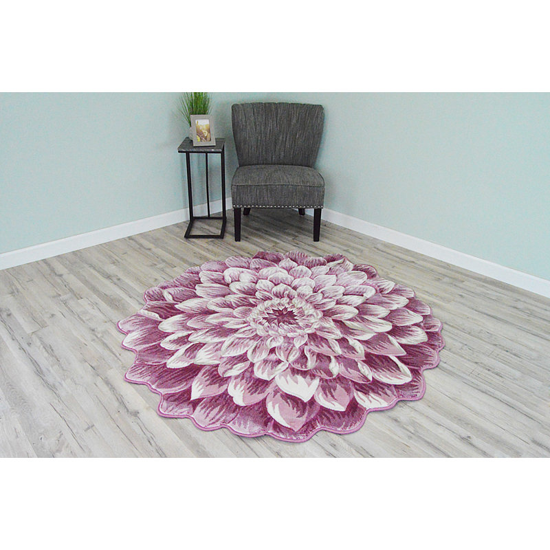 Tapis rose à motif de fleurs Ayalur, Nouveauté 6 pi 6 po