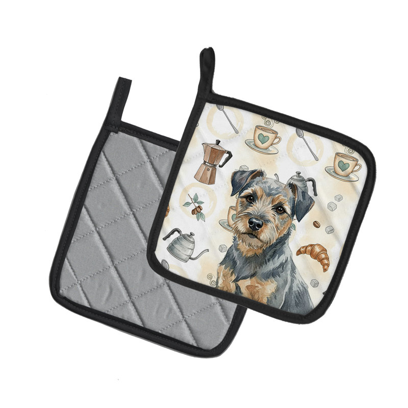 Blue and Tan Border Terrier Coffee Bar Pair of Pot Holders