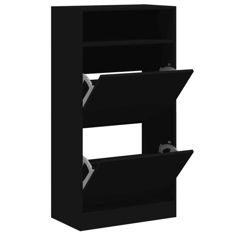 6 Pair Shoe Storage Cabinet, Black