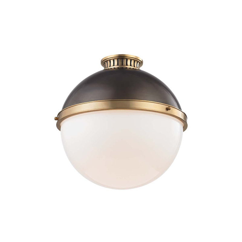 Latham 1 - Light Flush Mount, Aged/Antique Distressed Bronze, 9" H x 9.5" W x 9.5" D