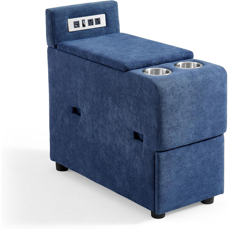 Versatile Console For Rubik I Modular Sectional Sofa - Multifunctional Side Table With Charging Ports, Cup Holders, Storage, And Drawer