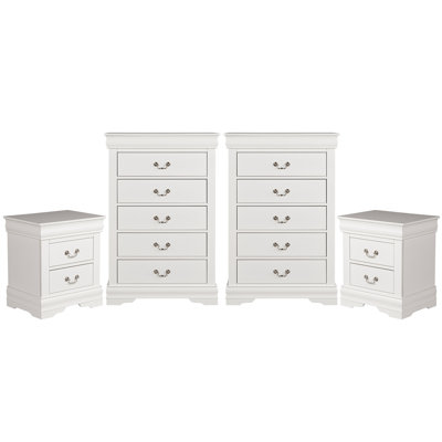 4 pièces Geller (2 tables de chevet et 2 commodes) Assembly Aucun assemblage requis