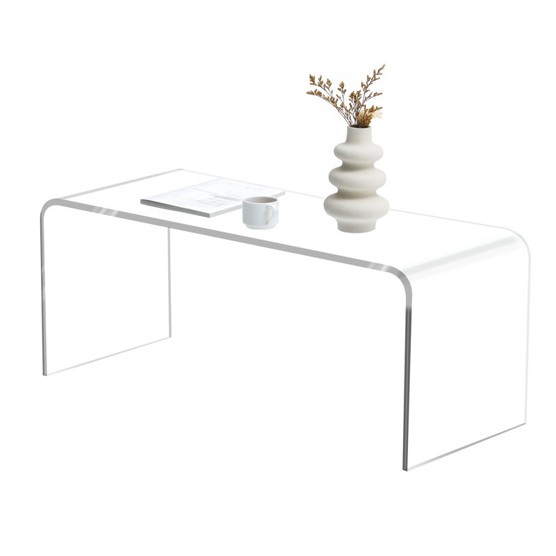 Table basse 39,25 po de long rectangulaire rectangulaire en acrylique de 15 mm d'épaisseur