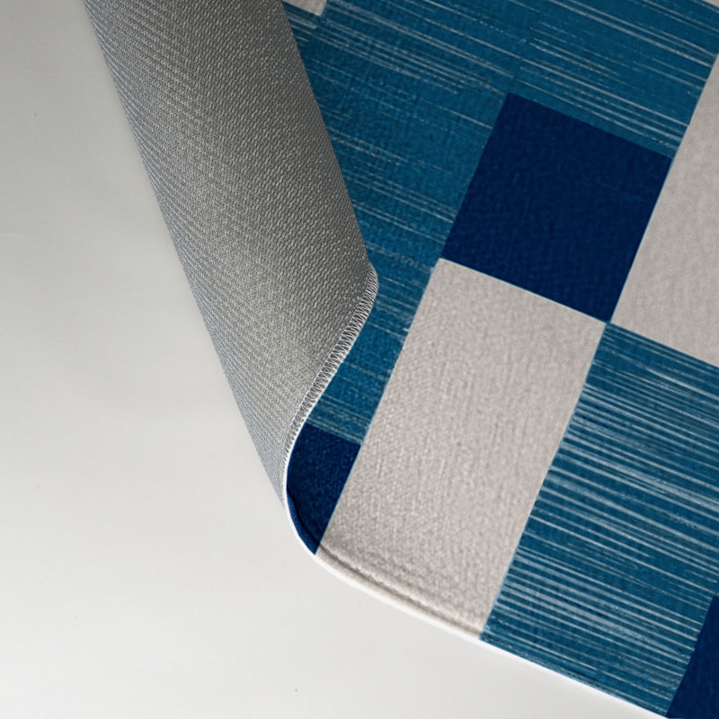Tapis d'intérieur et d'extérieur à carreaux bleu, Rectangle 5 pi x 7 pi