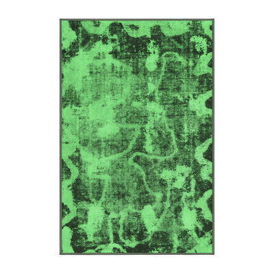 Tapis abstrait vert émeraude lavable à la machine 833