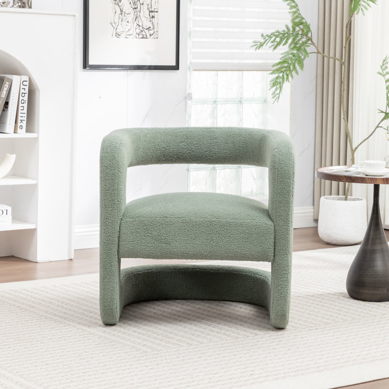 Divaraj Upholstered Barrel Chair, Green Teddy