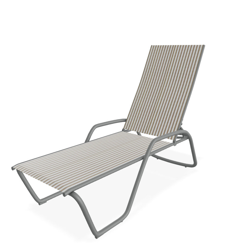 Outdoor Rust-Resistant Metal Chaise Lounge, Textured Graphite, Tan