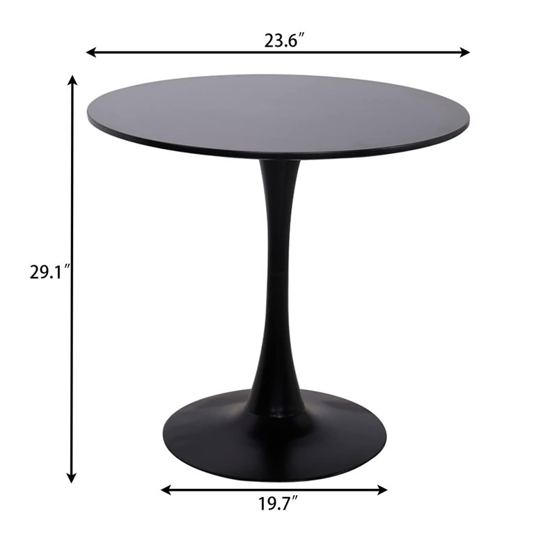 Pedestal Dining Table, Black, 29.1”H x 35.4”L x 35.4”W