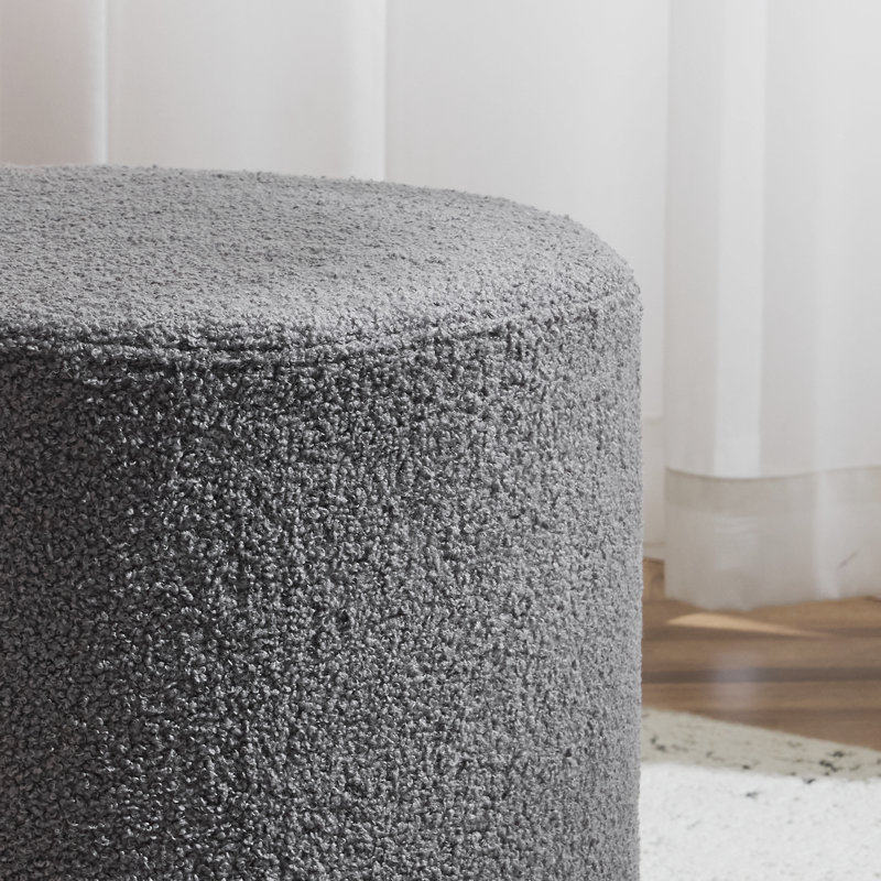Upholstered Pouf 17.7"x17.7"x13.8", Gray Teddy