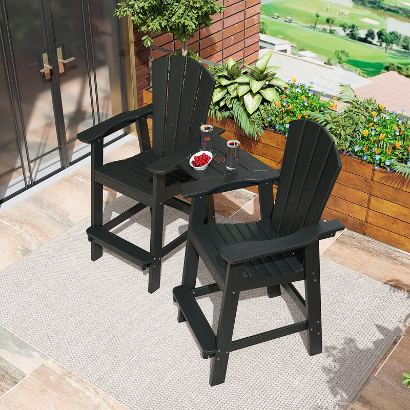 HDPESRS High-density Polyethylene Outdoor 27.4'' Bar Stool, Black