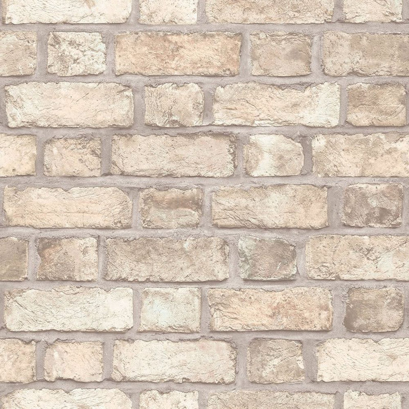 Rouleau de papier peint L 33 pi x l 21 po Faux Stones, Beige / Crème