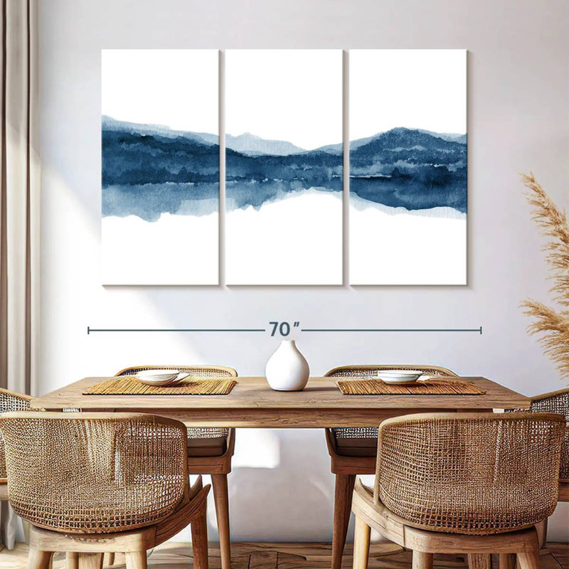 Aquarelle Avery, paysage bleu marine III, H 42 po x l 65 po