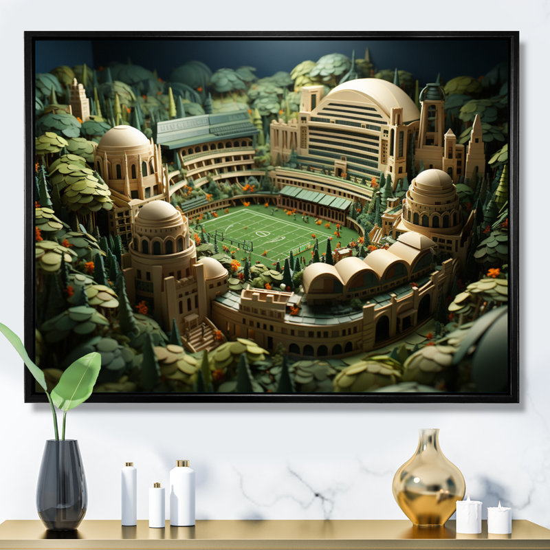 Koldo Stadiums, champ de gloire sur toile, Cadre flottant noir, H 16 po x l 32 po x P 1 po