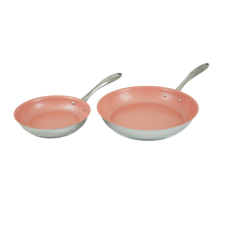 Ensemble de poêle à frire antiadhésive en acier inoxydable 2 pièces Tuxton Home Concentrix, Cinabre