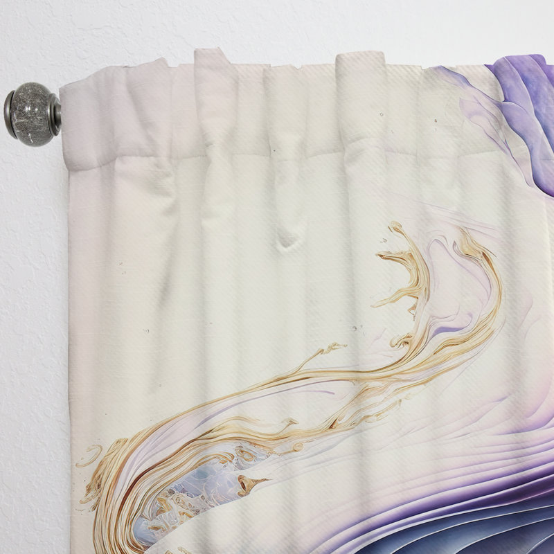 Aukerman - Blue, Gold And Purple Abstract Waves III - Spirals Curtain - Velvet Room Darkening - 1 panel, 52" W x 120" L