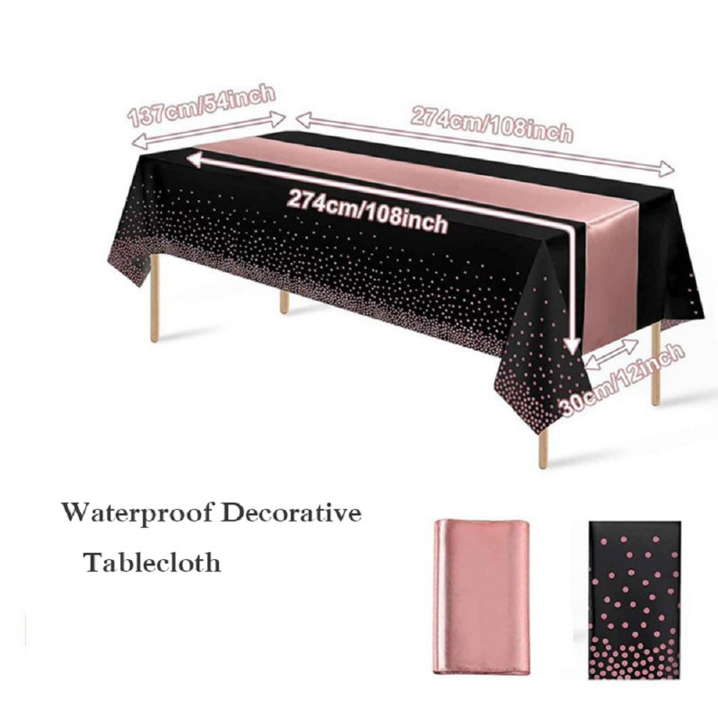 Disposable Party Tablecloth Set With Silk Table Flag Waterproof, Fade-Resistant, Elegant Decoration For Weddings, Birthdays & Events Rectangular Table Cover