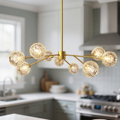 Elegant 9/12-Arm Brass Sputnik Chandelier With Sparkling Crystal Ball Shades