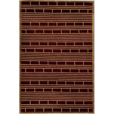 Geometric Hand-Knotted Wool Wine/Gold Area Rug
