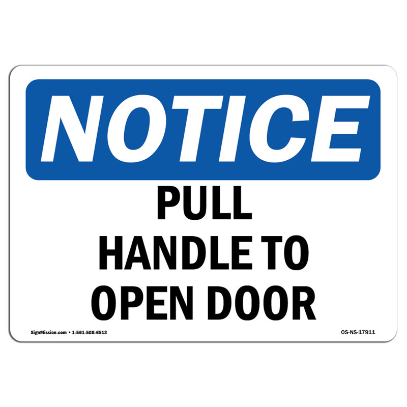 Enseigne de poignée de porte à tirer 18 po x 12 po