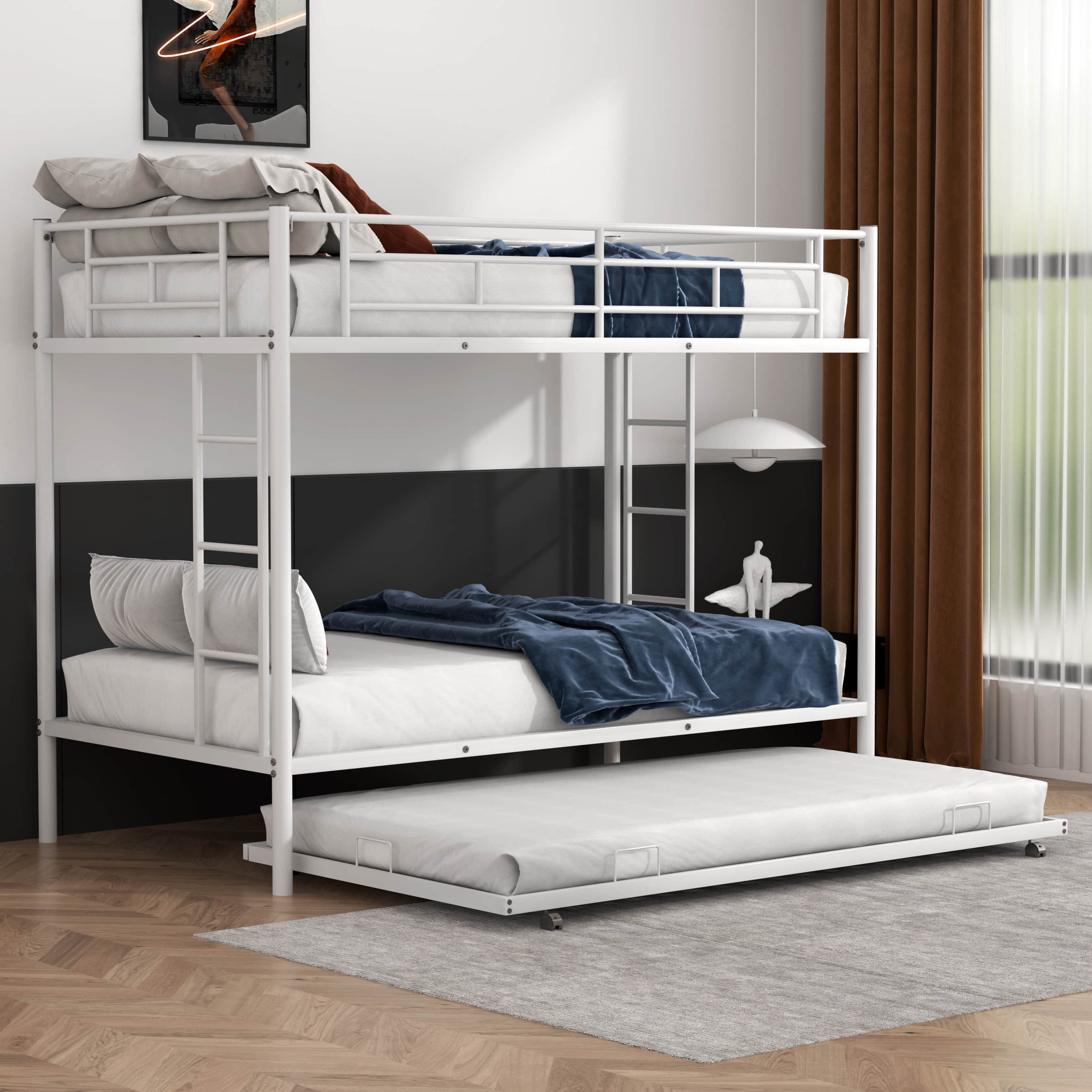 Isabelle & Max™ Twin Over Twin Metal Standard Bunk Bed with Trundle ...