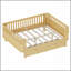 Lit plateforme double en bois pour enfants, lit double en bois à profil bas avec rails pour filles et garçons, naturel-129230627-129230624