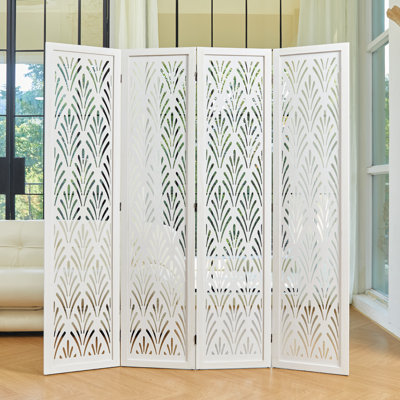 5.75ft Room Divider Solid Wood Natural Privacy Screen by Gracie Oaks