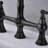 Antique Bridge Faucet in Black Finish with Pull Down Sprayer and Two Handles