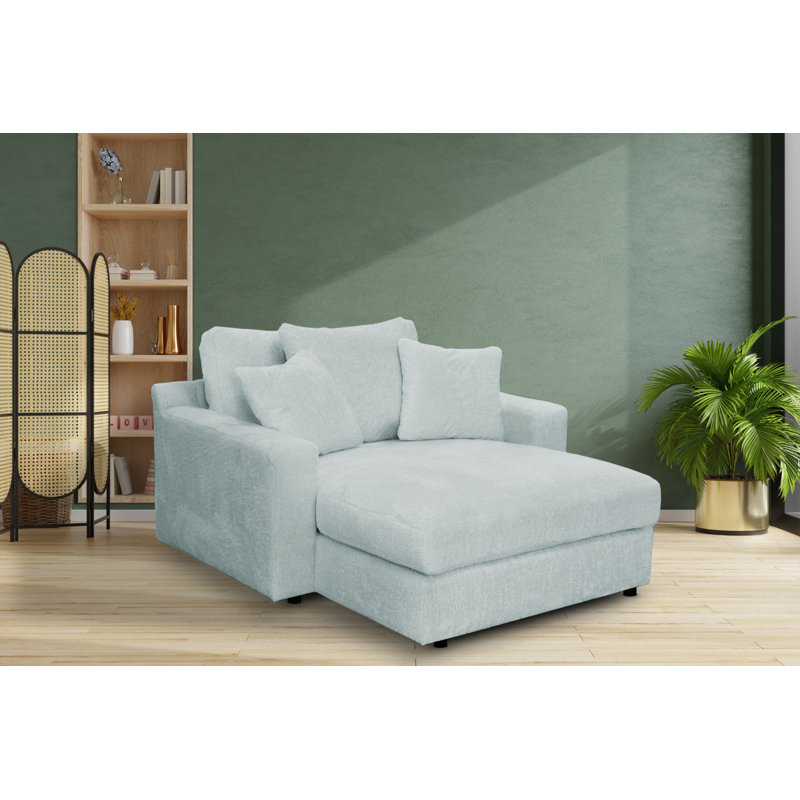 Caegan Upholstered Chaise Lounge, Sky Boucle