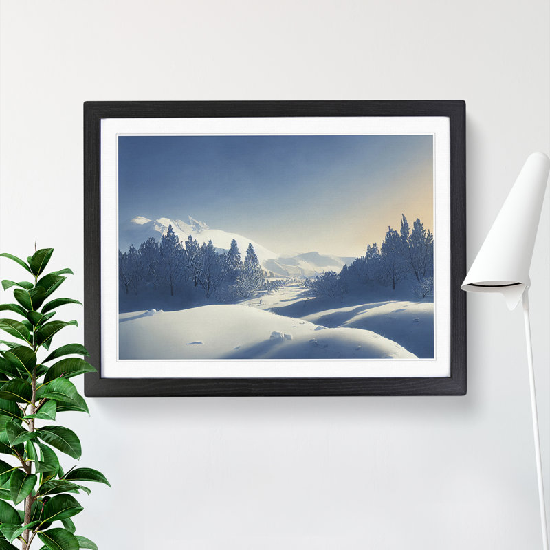 XH1022-10192X Winter Forest Landscape Vol.8 - Single Picture Frame Print, 25cm H x 34cm W x 2cm D, Black
