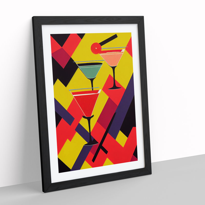 Selection F Cocktails No.3 - Single Picture Frame Painting, 64cm H x 46cm W x 2cm D, Black
