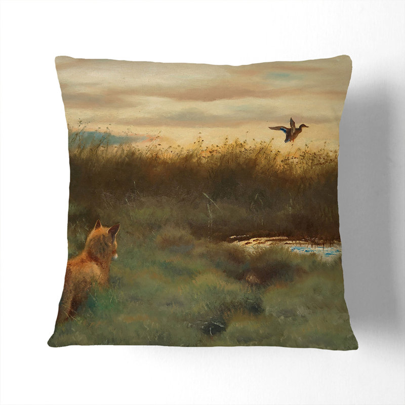 Fox and Duck Scatter Cushion, 40cm H x 40cm W x 15cm D