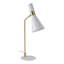 Lampe de table moderne et glamour en métal avec abat-jour conique ajustable, idéale comme lampe de chevet ou lampe de bureau contemporaine pour le salon. 53 cm, blanc et or.
