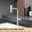 Robinet de cuisine classique en nickel brossé, douchette extractible, poignée simple pour salle de bain et composant, et bar-198098637