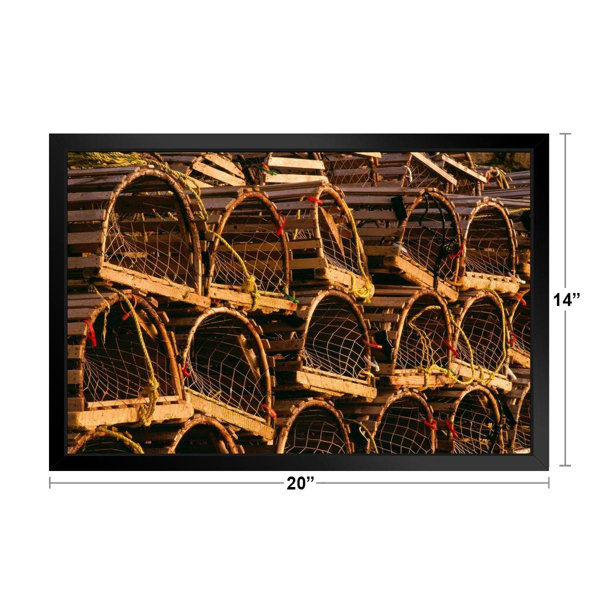 Lobster Traps Stacked After A Day of Fishing - Single Picture Frame Print Ebern Designs