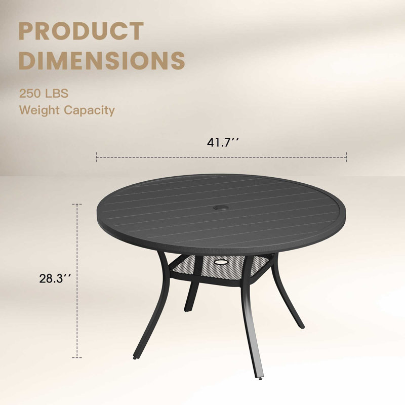 Table de salle à manger ronde, Noir, noir, noir, noir