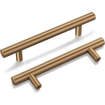 Paquet de 10 poignées d'armoire en bronze champagne - Poignées d'armoire pour meubles de chambre à coucher de cuisine - Poignées de tiroir en acier inoxydable de qualité supérieure avec rétro