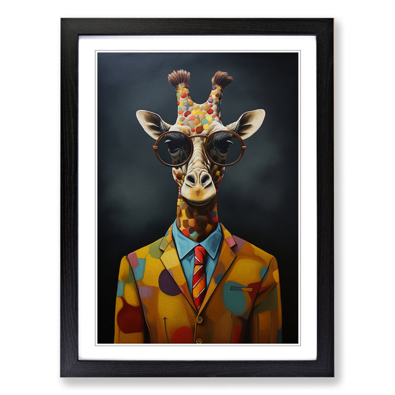Giraffe Dadaism - Framed Print, Black Framed, 34cm H x 25cm W