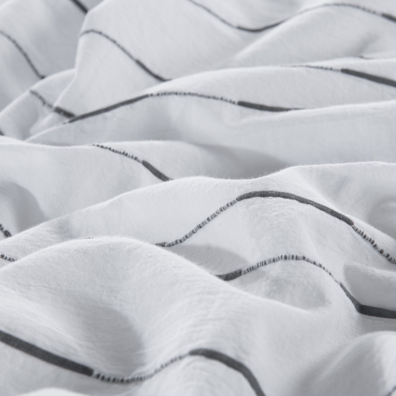Ensemble de housse de couette standard en coton Zari, Housse de couette très grand + 2 taies décorativ, Blanc / gris