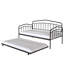 Lit de jour simple avec lit gigogne simple, structure en métal durable, design élégant pour les chambres modernes et peu encombrantes-274573194