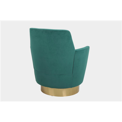 Fauteuil demi-tonneau pivotant en velours, fauteuil d'appoint pivotant pour le salon, fauteuil de lecture pour la chambre à coucher confortable, fauteuil demi-tonneau rond avec base en acier inoxydable